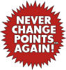 Image of never change points again logo